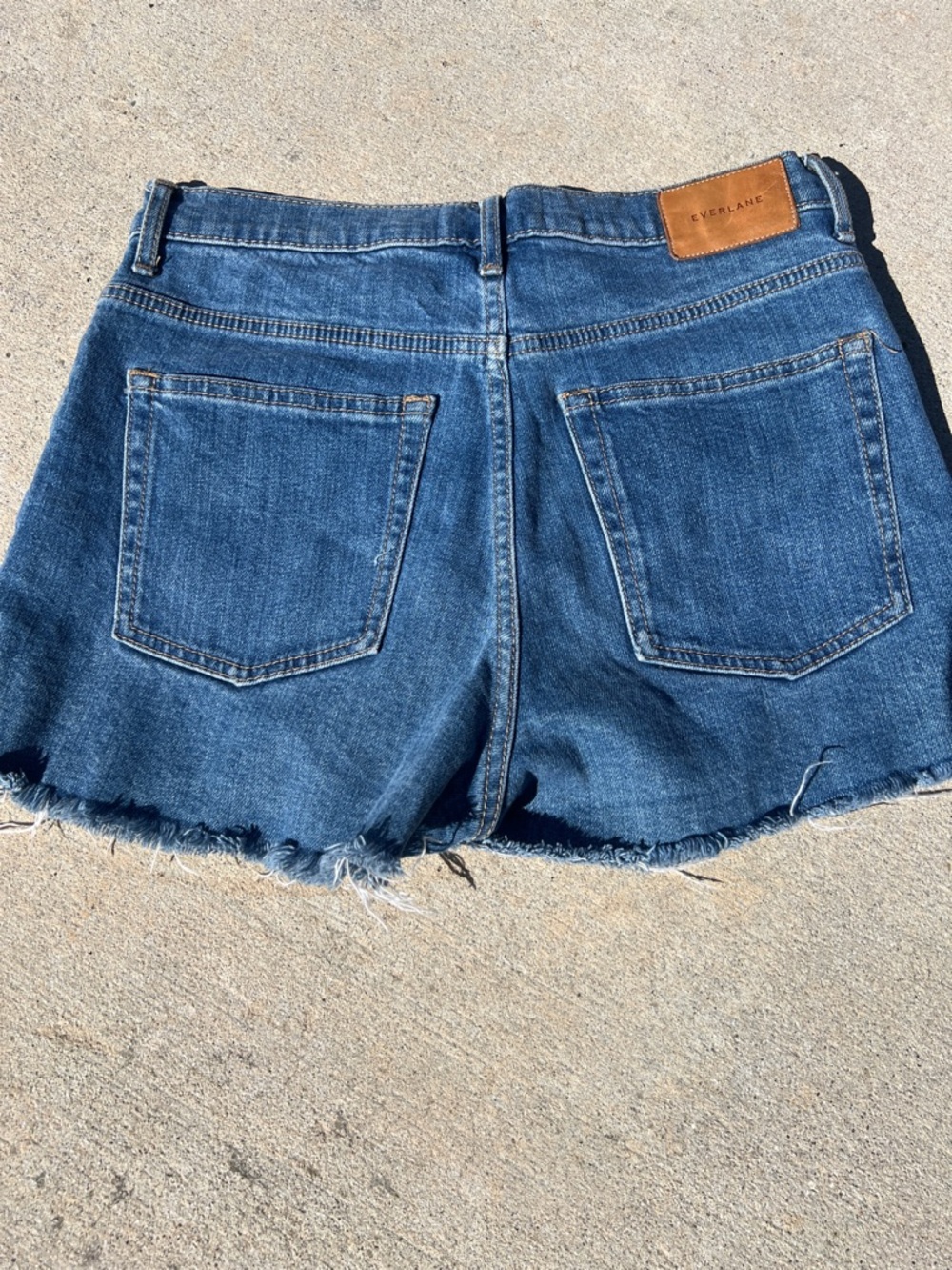 Everlane Blue Frayed-Hem Denim Shorts